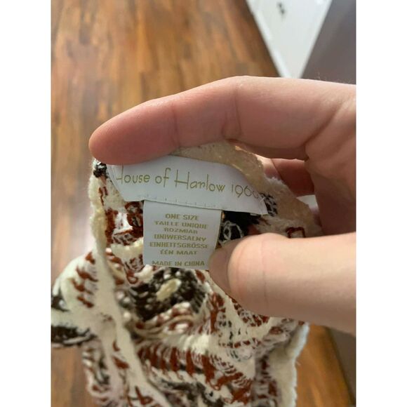 House of Harlow 1960 Crochet Brown & Red Granny Square Hippie Shawl, OS - Picture 2 of 4